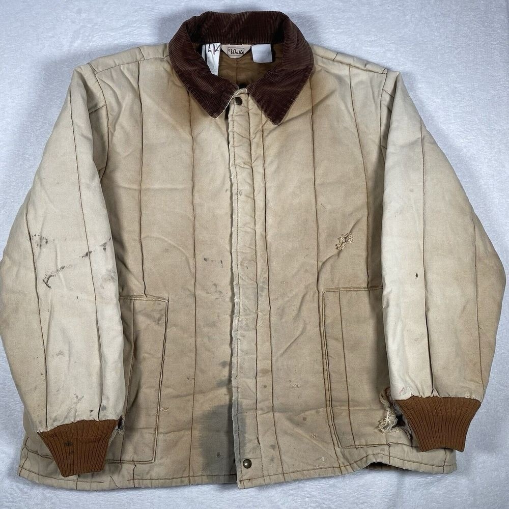 Vintage Walls Canvas Insulated Work Jacket‎ 3XL Brown Distressed Chore Barn Farm